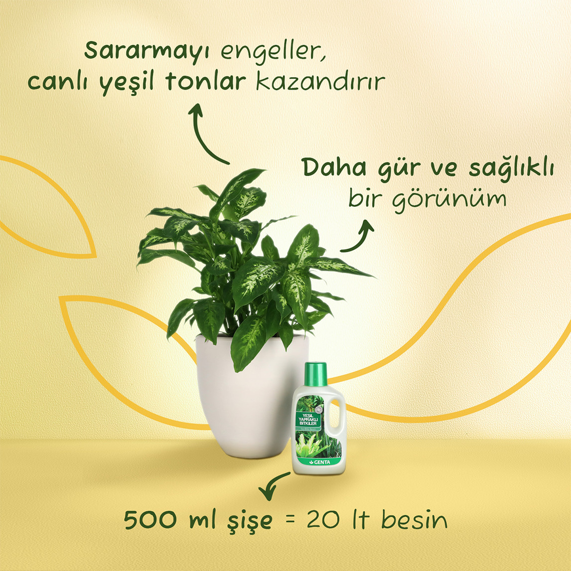   Genta Yeşil Yapraklı Bitkiler İçin Sıvı Besin  500 ml  