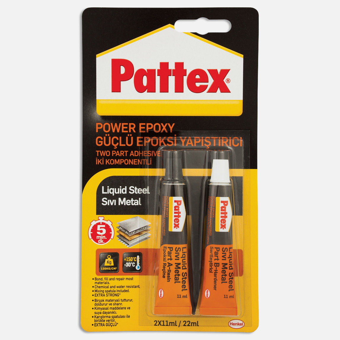    Pattex Epoksi Güçlü Yapıştırıcı - Sıvı Metal 2x11 Ml  