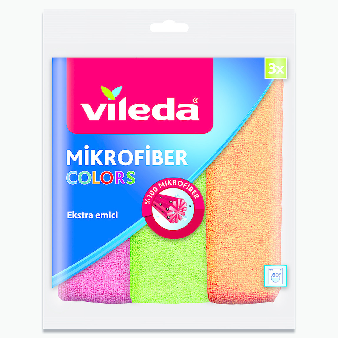    Vileda Colors Ekstra Emici Mikrofiber Bez 3'lü Paket   