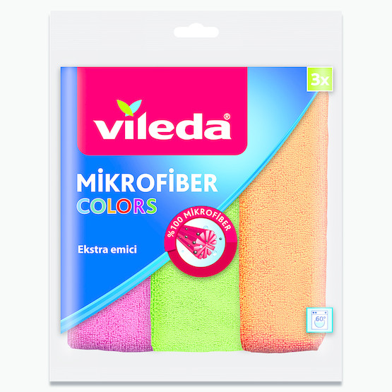 Vileda Colors Ekstra Emici Mikrofiber Bez 3'lü Paket  