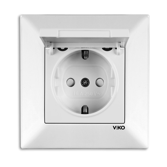 Viko Meridian Çocuk Korumalı Beyaz Kapaklı Topraklı Priz