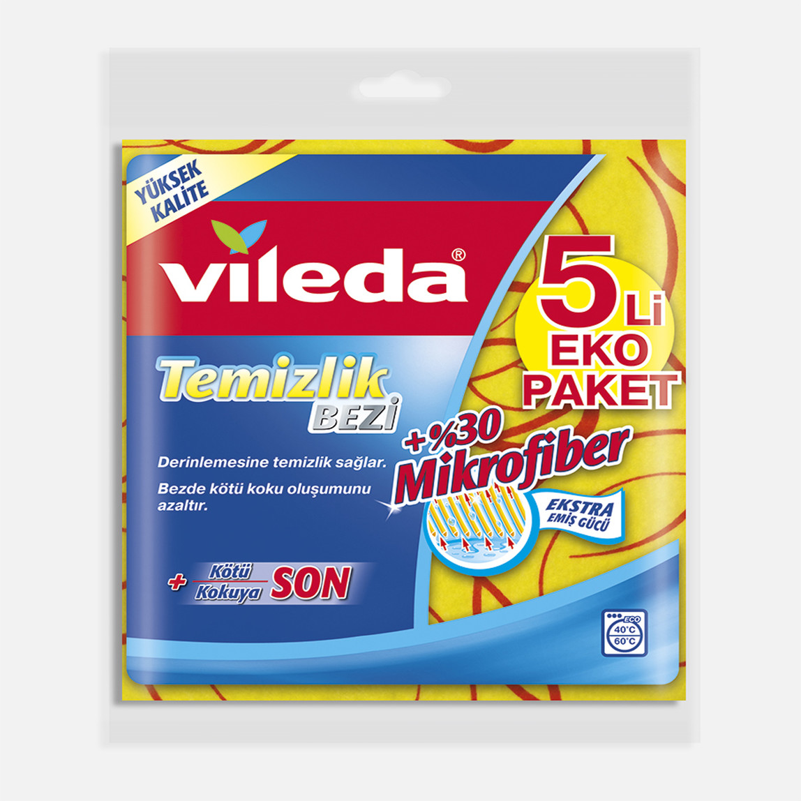    Vileda %30 Mikrofiberli Temizlik Bezi 5'li Paket   