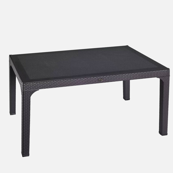 Holiday Olimpia Camlı Rattan Masa Koyu Kahve