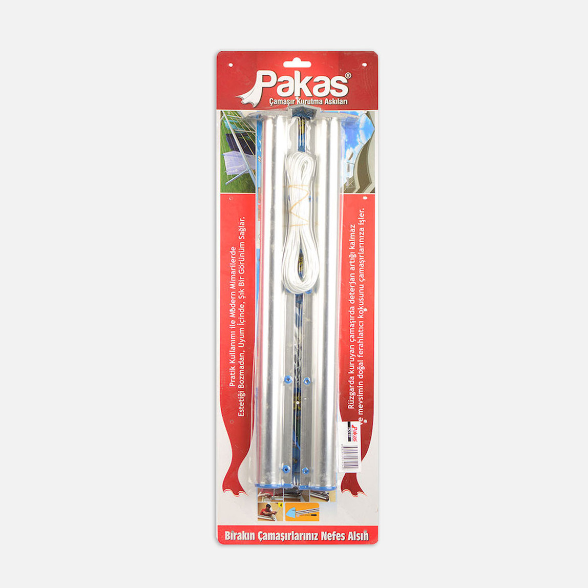    Pakas PKS 01-Z 50 cm Çek As Alüminyum Çamaşır Kurutmalık Beyaz 