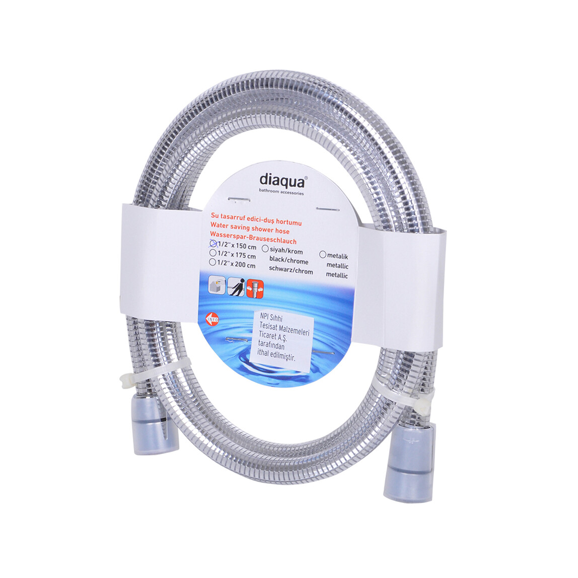    Diaqua Su Tasarruflu Duş Hortumu Chromalux  