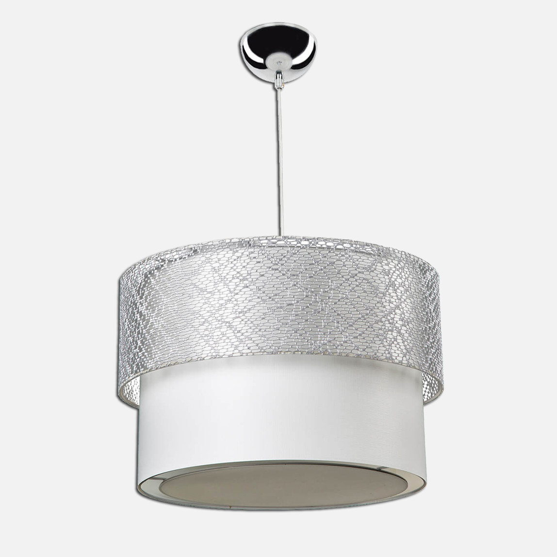    Modelight Pasta PVC - Kumaş Kaplama Yuvarlak Tekli Modern Sarkıt Gri   