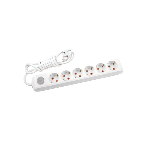 Viko Multi-Let 6'Lı Topraklı Kablolu Çocuk Korumalı 2 Metre Anahtarlı Priz Beyaz 