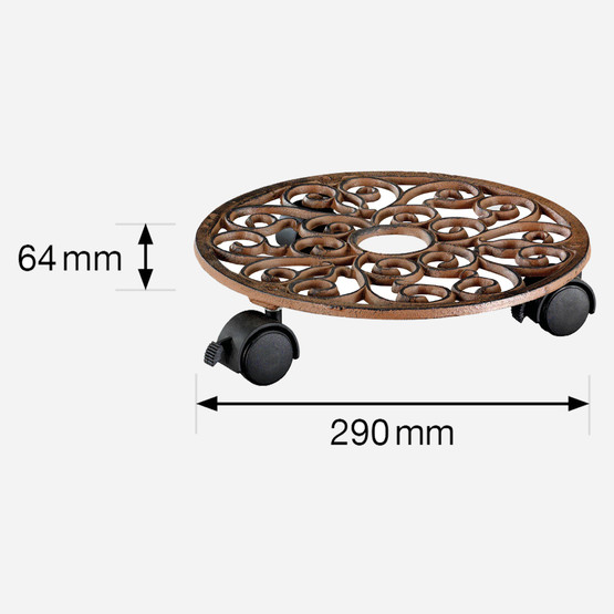 Wagner Ø 29cm Ferforje Tekerlekli Saksı Altlığı Metal 