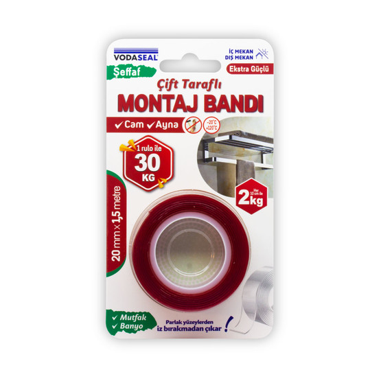 Vodaseal Akrilik Montaj Bandı Şeffaf 20MMX1,5M
