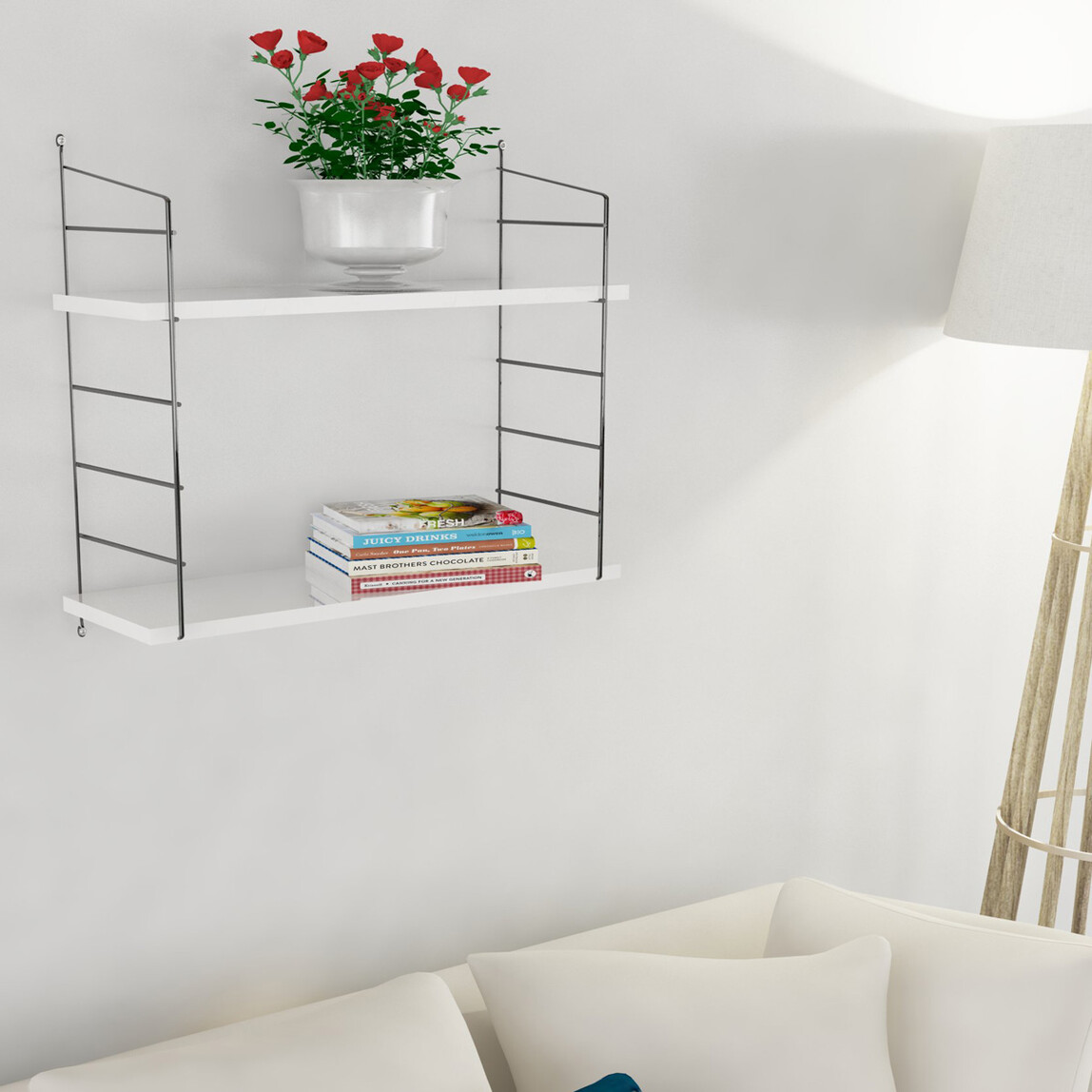    Endpa Armoni Dikdörtgen 2 Raflı Salon Dekoratif Raf Seti Siyah - Beyaz  