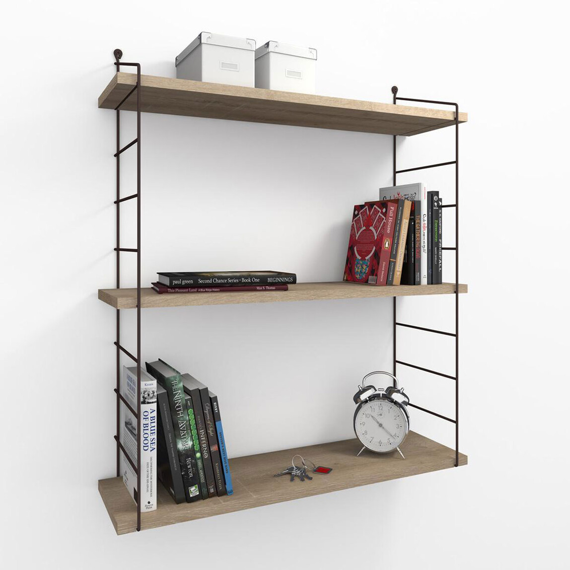    Endpa Armoni Dikdörtgen 3 Raflı Salon Dekoratif Raf Seti Sarı  