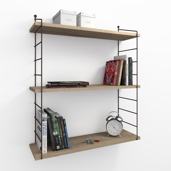 Endpa Armoni Dikdörtgen 3 Raflı Salon Dekoratif Raf Seti Sarı 