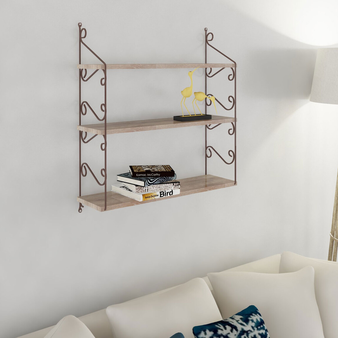    Endpa Seramoni Dikdörtgen 3 Raflı Salon Dekoratif Raf Seti Sarı  