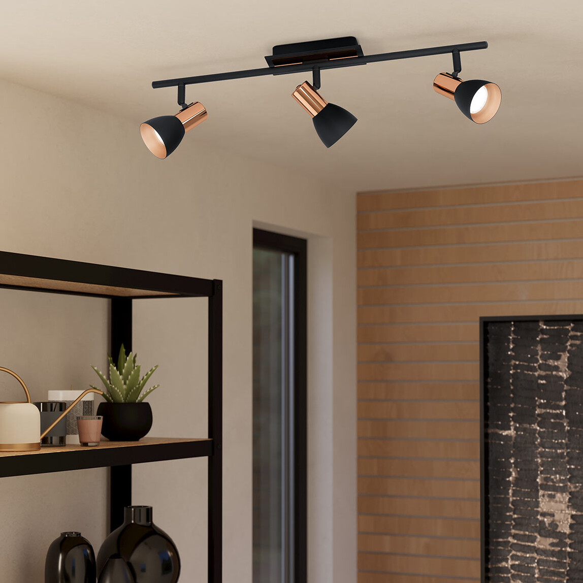    Eglo Barnham 3.3 W Ledli Yuvarlak Sıvaüstü Spot 3 Adet Siyah  