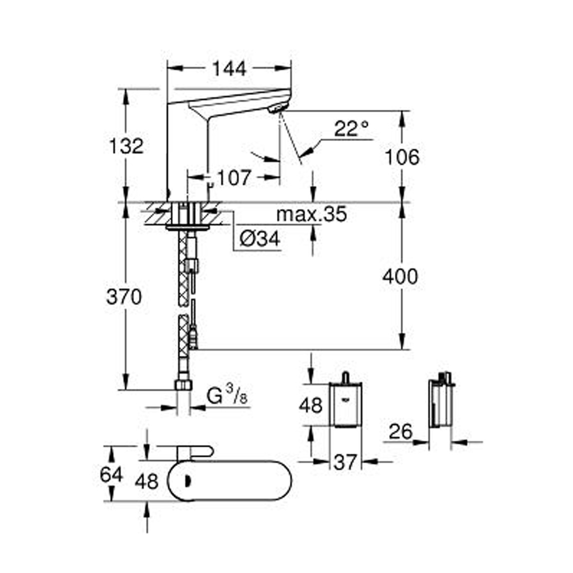    Grohe Get Fotoselli Lavabo Bataryası   