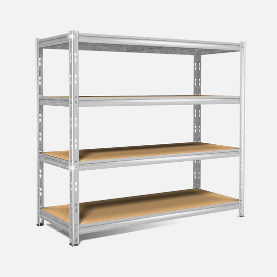 Regalux Metal - Ahşap 4 Katlı Raf 180X210X70 cm Gri 