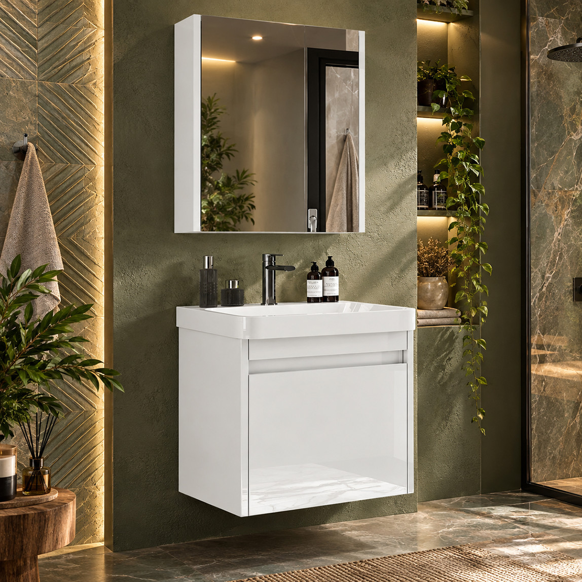    Polka Devrez Aynalı 70 cm Banyo Dolabı Üst Modül Beyaz 