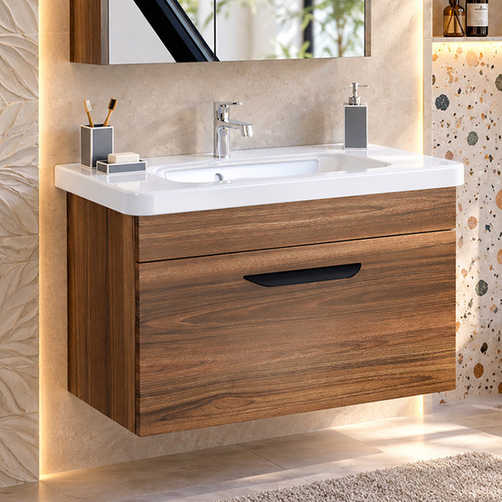 Polka Tiny 80 cm Banyo Dolabı Alt Modül Ceviz