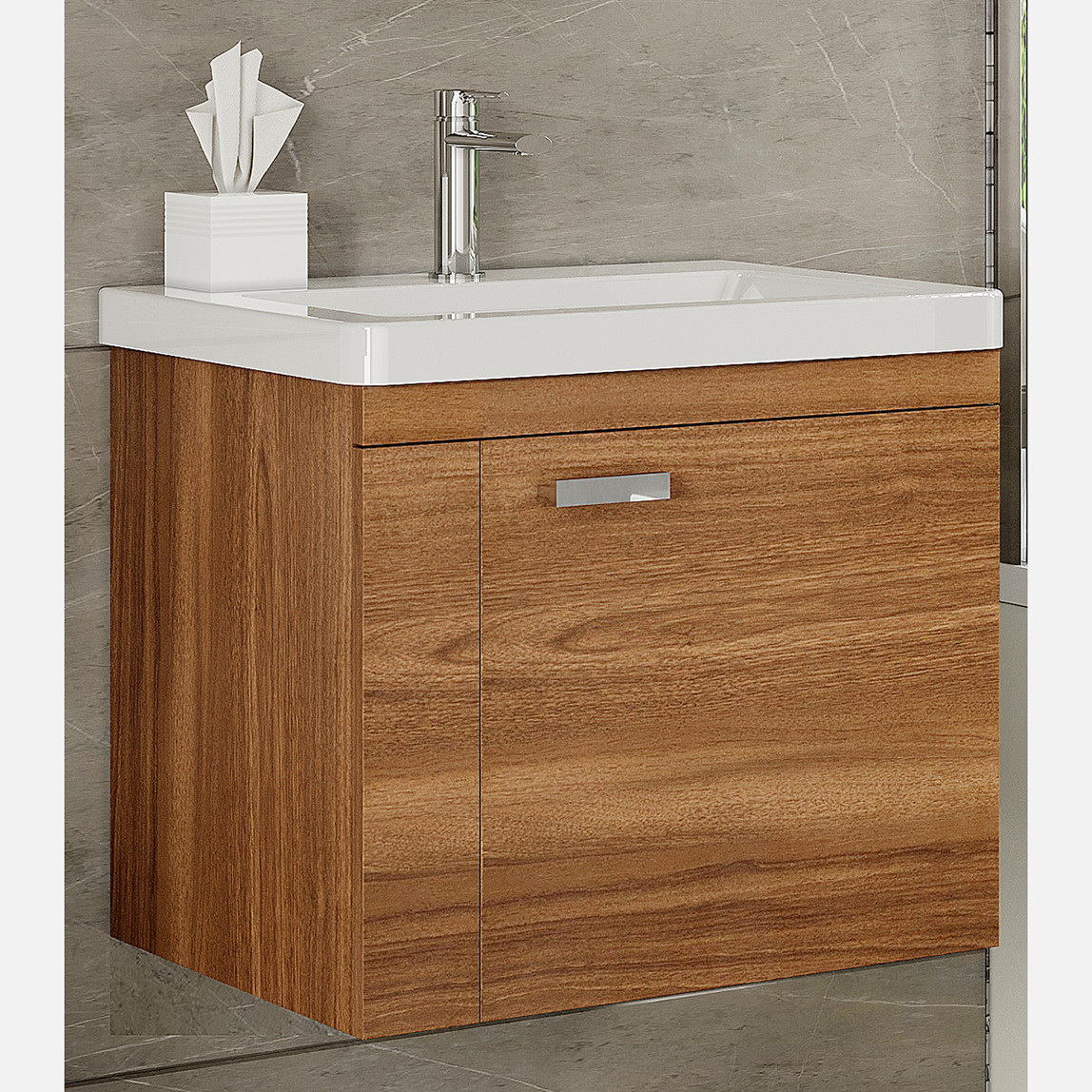    Polka Tiny 60 cm Banyo Dolabı Alt Modül Ceviz 