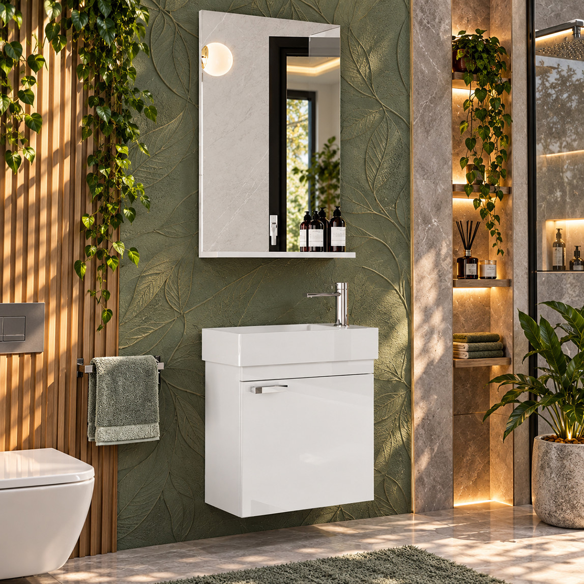    Polka Tiny Aynalı 45 cm Banyo Dolabı Üst Modül Beyaz 