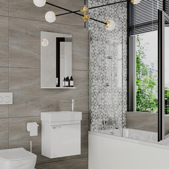 Polka Tiny Aynalı 45 cm Banyo Dolabı Üst Modül Beyaz