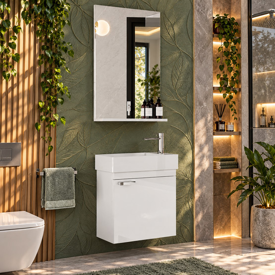 Polka Tiny Aynalı 45 cm Banyo Dolabı Üst Modül Beyaz
