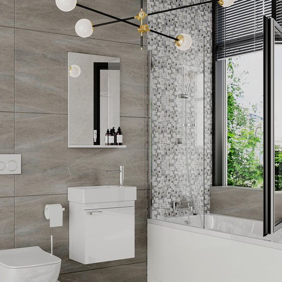 Polka Tiny Aynalı 45 cm Banyo Dolabı Üst Modül Beyaz