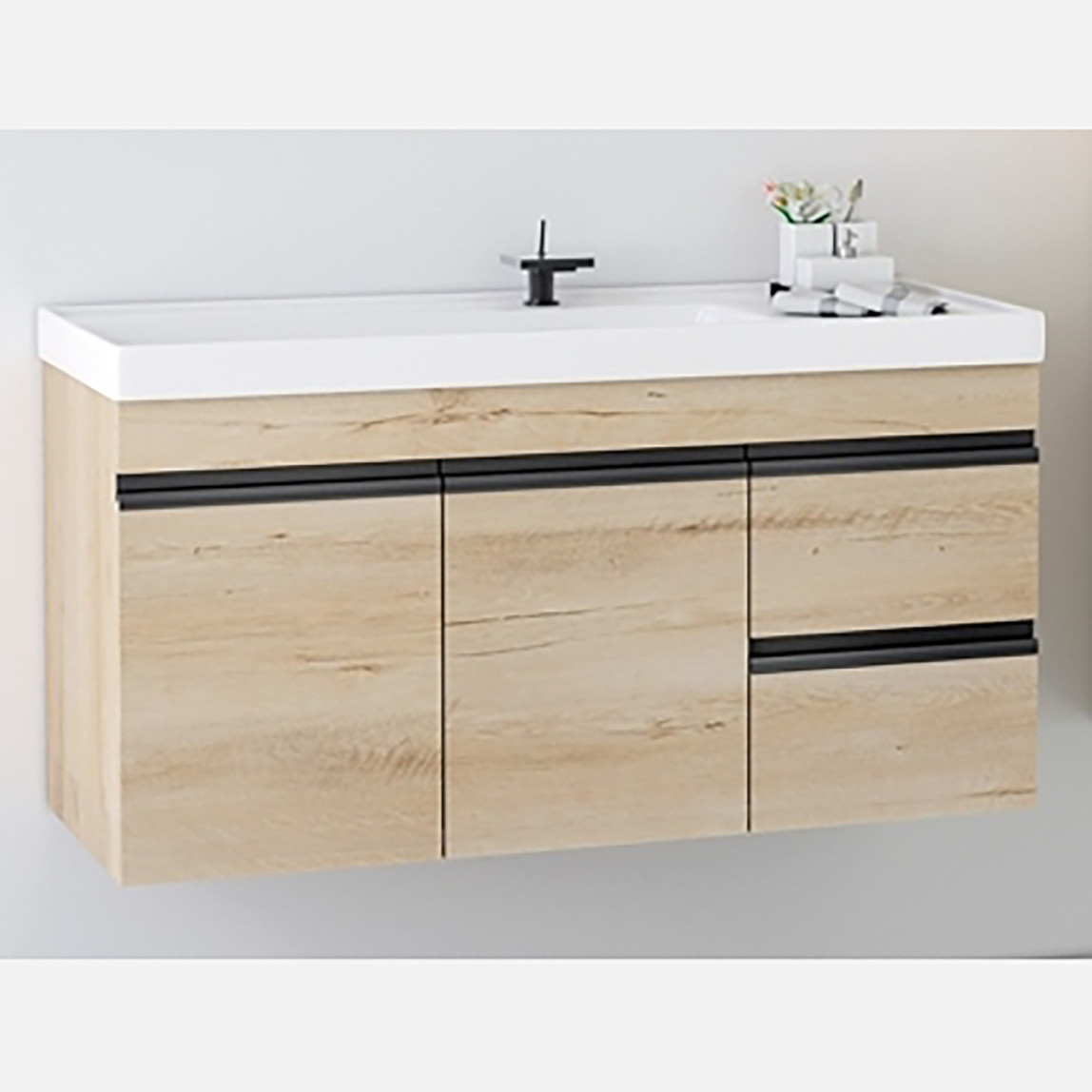   Polka Nero 100 cm Banyo Dolabı Alt Modül Açık Ceviz 