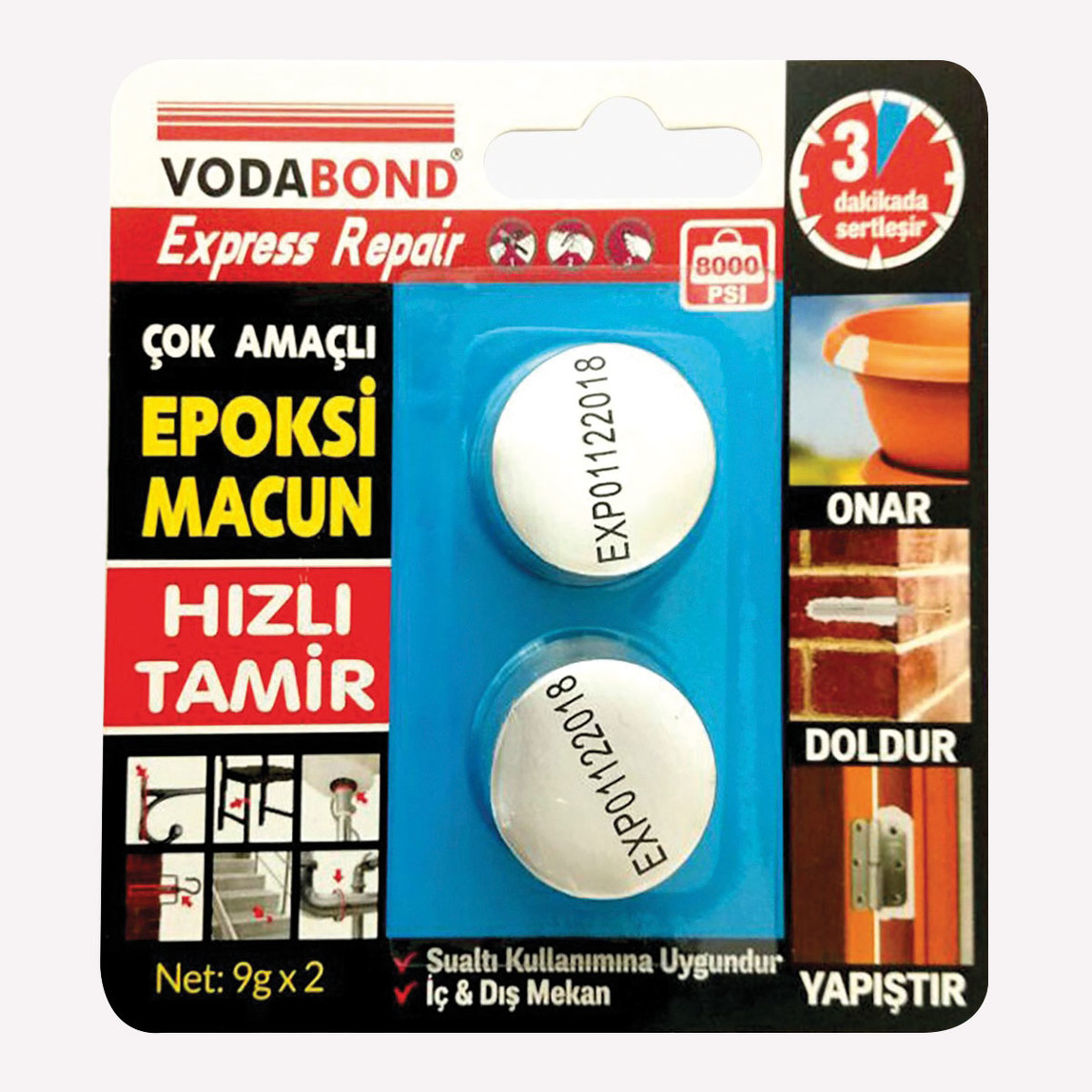   Vodabond Epoksi Tamir Macunu 9GR x 2 Adet   
 