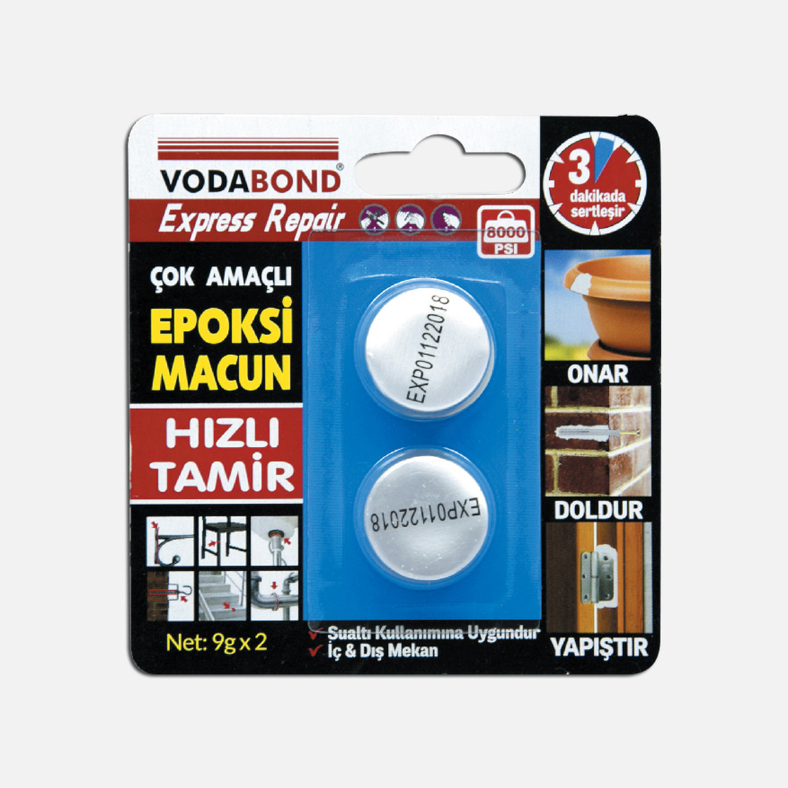    Vodabond Epoksi Tamir Macunu 9GR x 2 Adet   
 