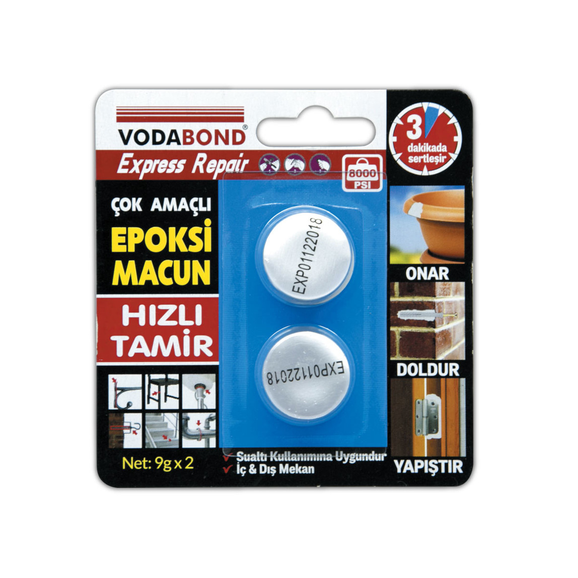    Vodabond Epoksi Tamir Macunu 9GR x 2 Adet   
 
