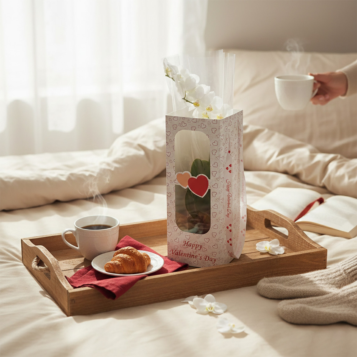    Çift Dal Orkide Beyaz 50 cm  