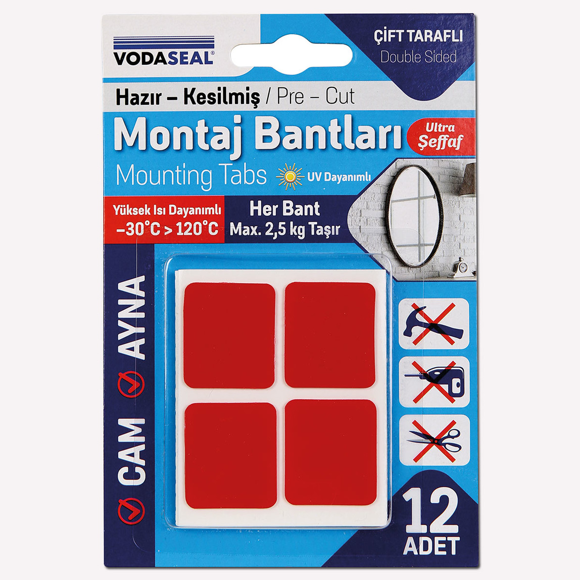    Vodaseal 12'li Ebatlı Montaj Bandı 25MMX30MM
 