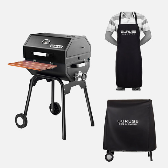 Guruss CG-050 Kömürlü Barbekü Mangal Siyah + Önlük + Kılıf 50x40 cm