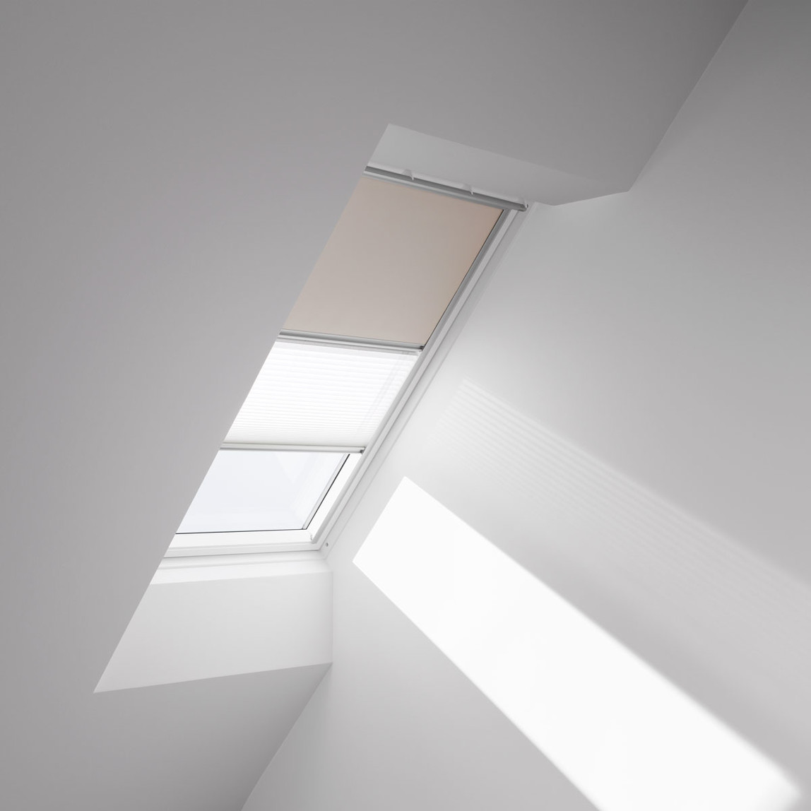    Velux Duo Stor Bej Beyaz Yaz 114x140 cm 