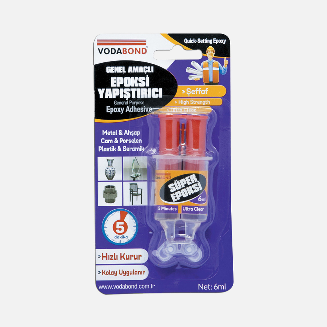    Vodabond Şırınga Epoxy 2K Genel Amaçlı Yapıştırıcı Şeffaf 6ML   
 