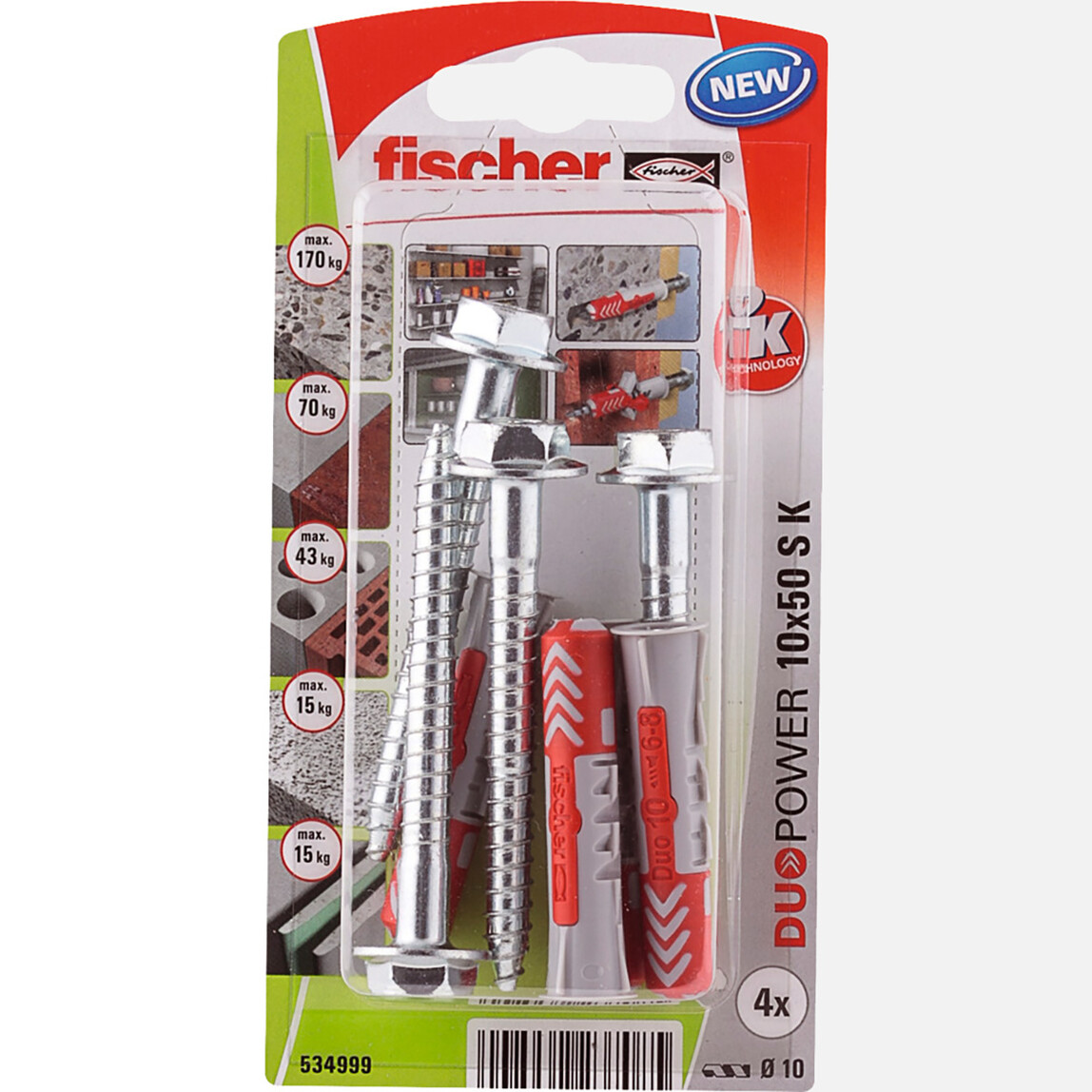    Fischer Duopower10x50 KSNV(4+4)Dübel   