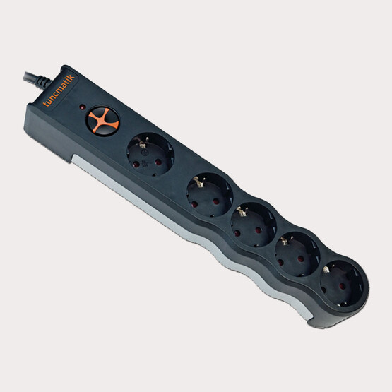 Tunçmatik Powersurge TSK6134 5'li 1050 Joule 1,5 Metre Enerji Koruma Prizi Siyah 