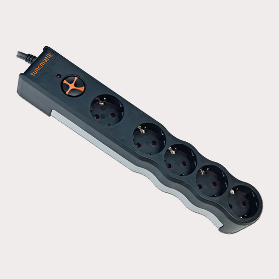 Tunçmatik Powersurge TSK6134 5'li 1050 Joule 1,5 Metre Enerji Koruma Prizi Siyah 