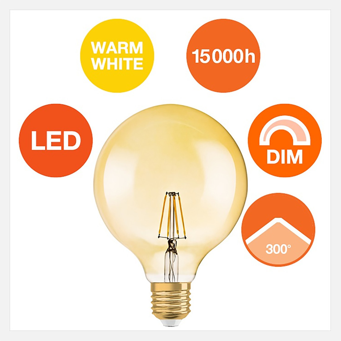    Osram Rustik Globe 7.5 W Sarı Led E27 Duy Led Ampul   