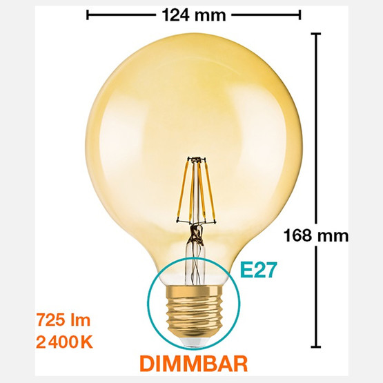 Osram Rustik Globe 7.5 W Sarı Led E27 Duy Led Ampul  