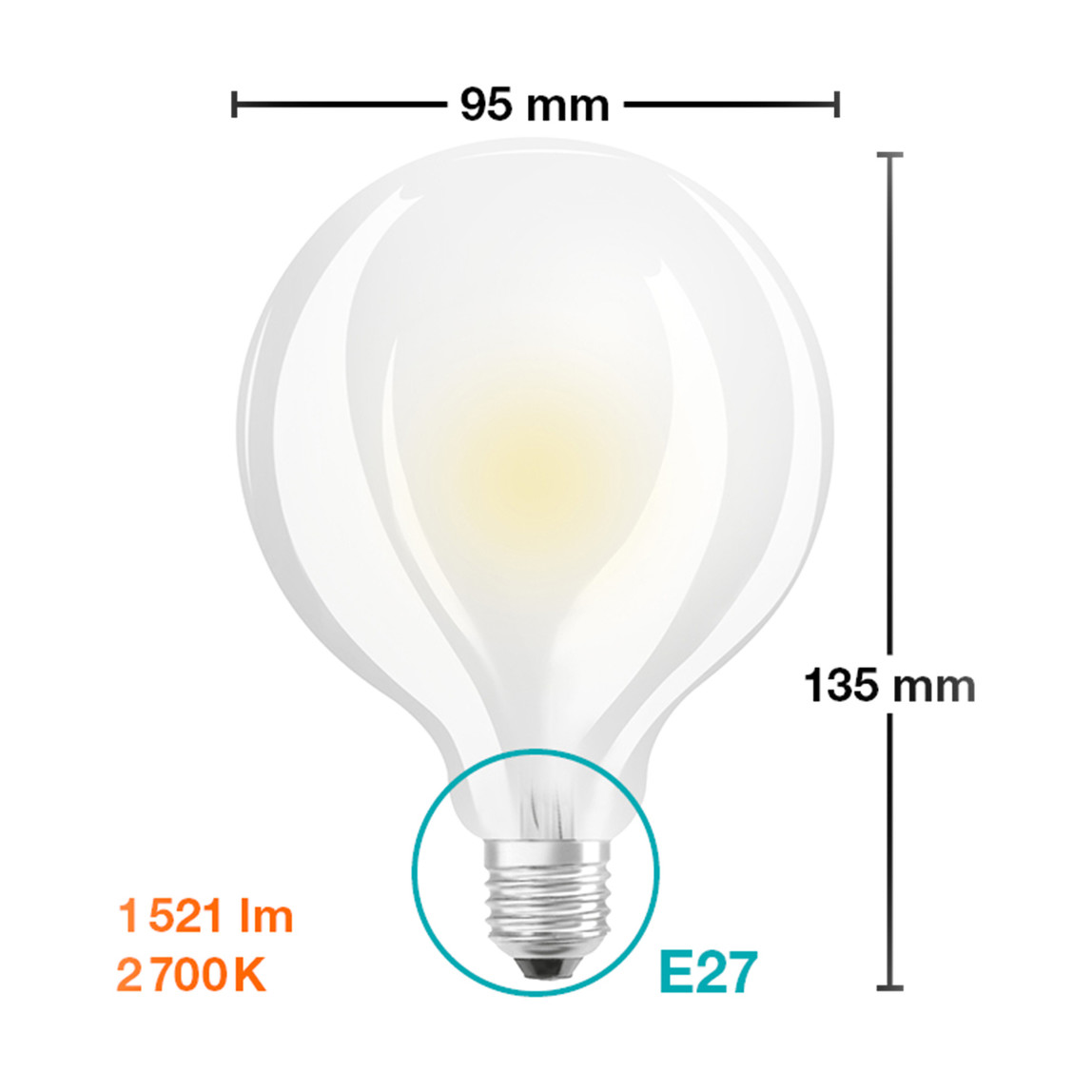    Osram Globe 95 11 W Sarı Klasik E27 Duy Led Ampul   