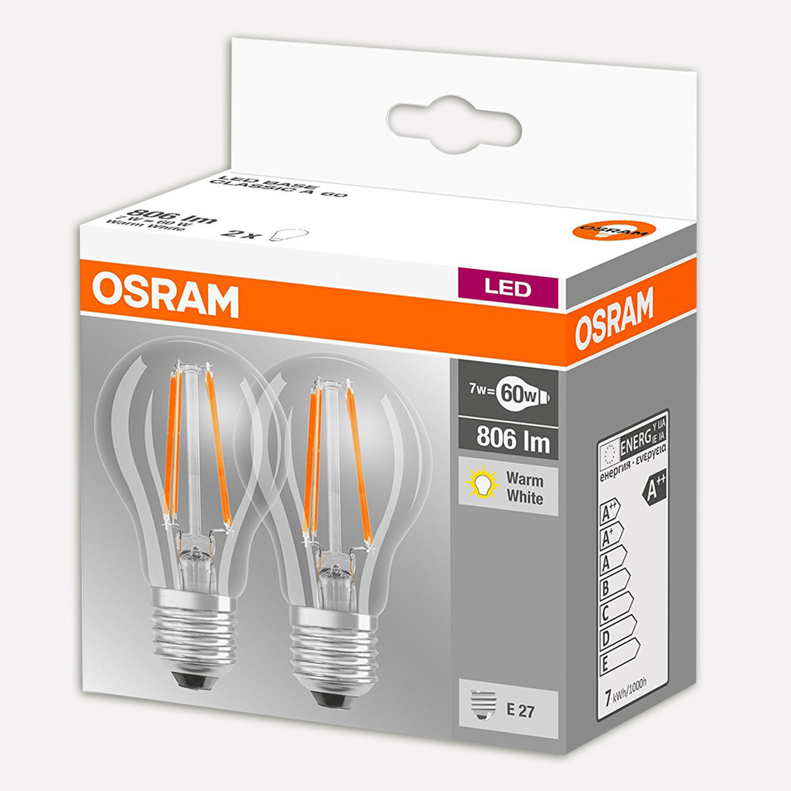    Osram 60 W Sarı Klasik E27 Duy 2'li Led Ampul   