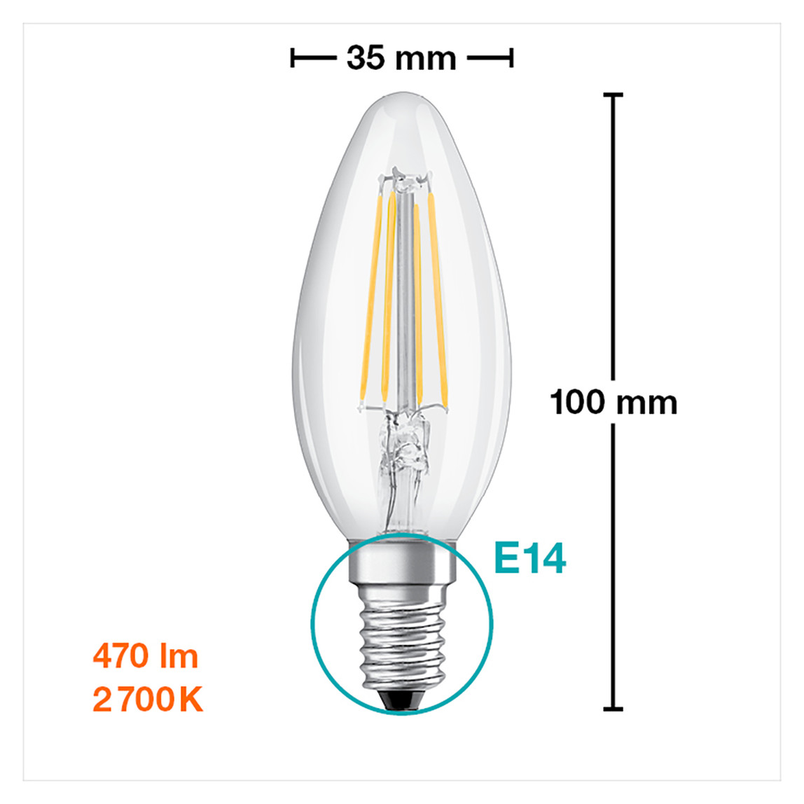    Osram 40 W Sıcak Beyaz Mum E14 Duy 2'li Led Ampul   