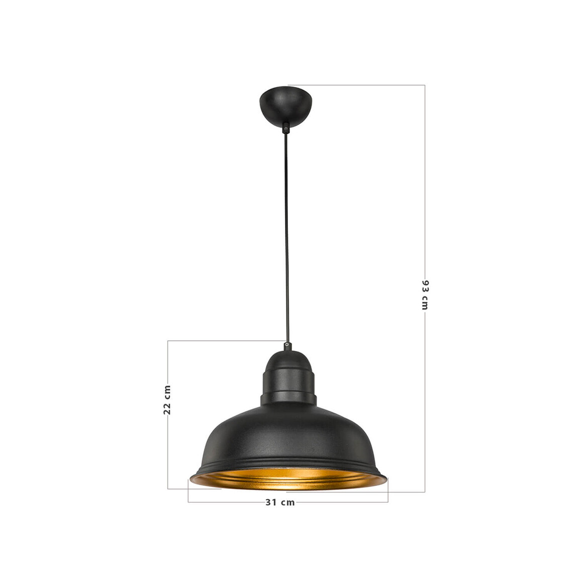    Modelight Kümbet Metal Yuvarlak Tekli Modern Sarkıt Siyah   