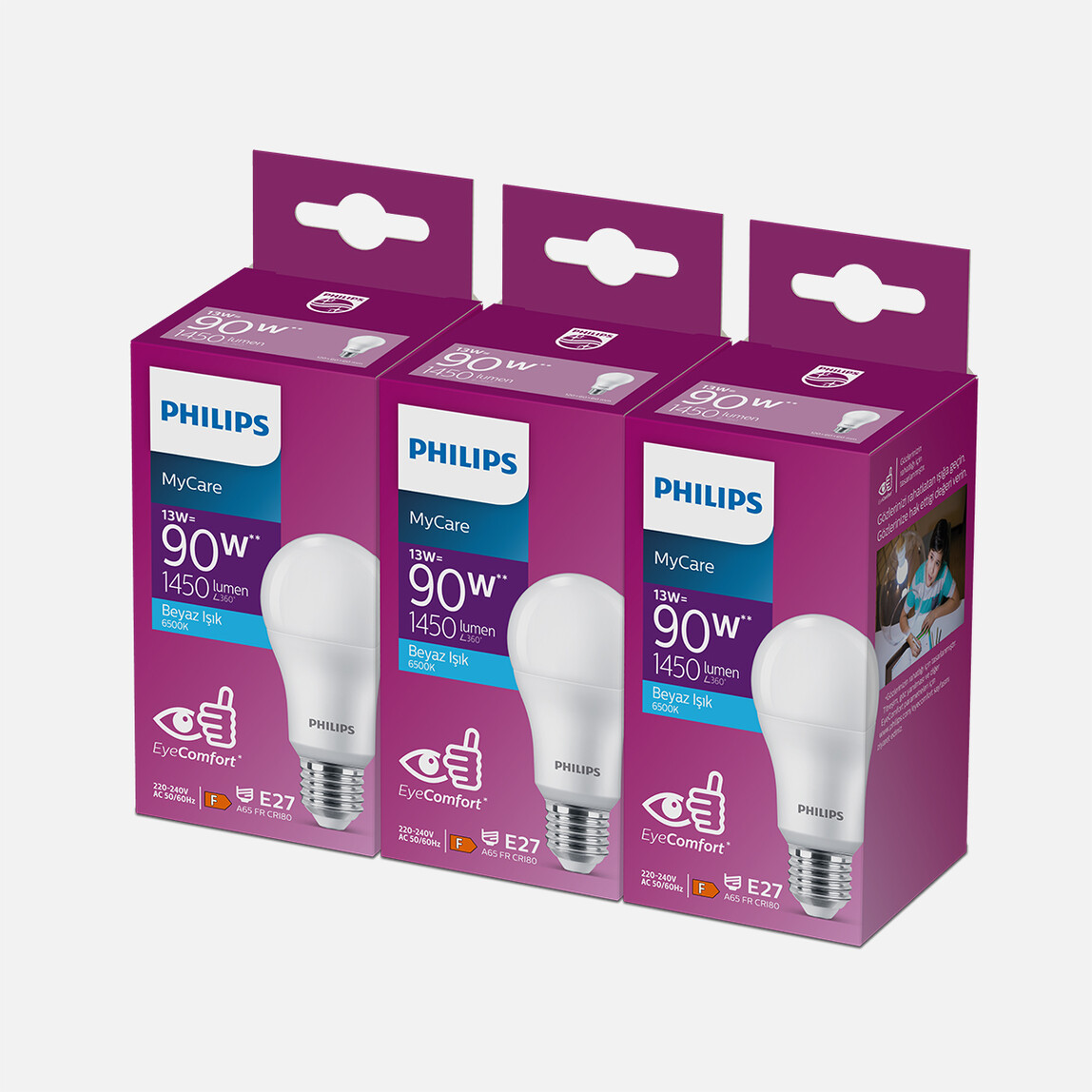    Philips Essential 90 W Sarı Klasik E27 Duy 3'lü Led Ampul   