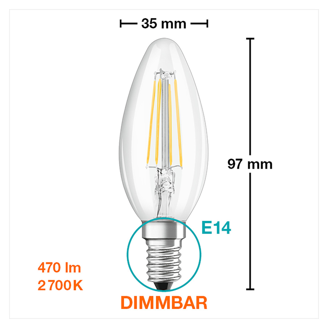    Osram Sst CLB Fil40 4.5 W Sarı Mum E14 Duy Led Ampul   