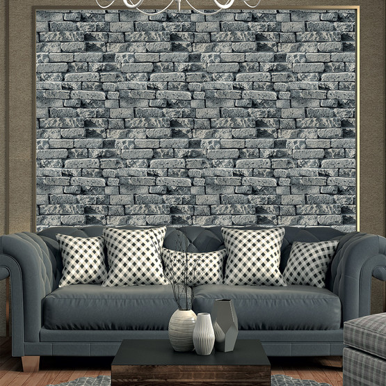 Golden Eski Tuğla Desenli Duvar Kağıdı Siyah 52 cm x 10 m 