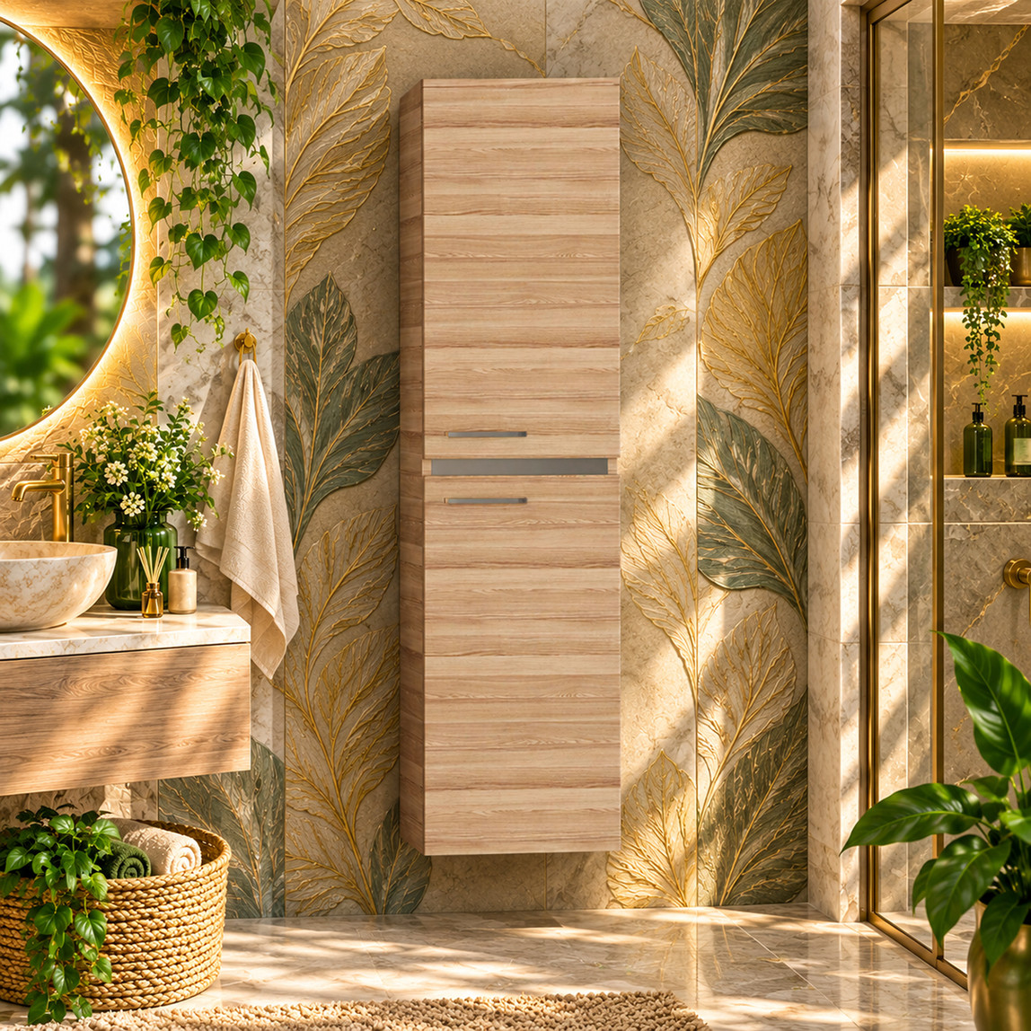    Gold Banyo Alba 38 cm Banyo Boy Dolabı Ceviz 