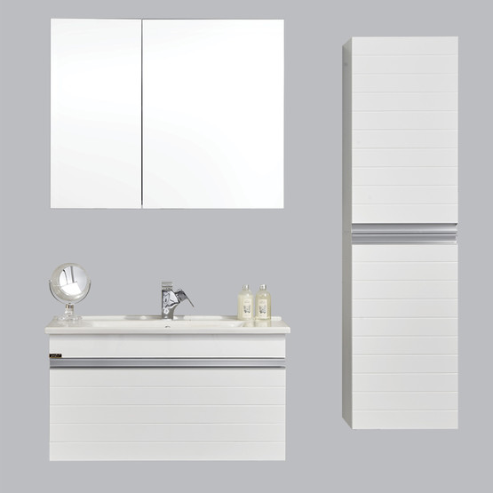 Gold Banyo Angela Aynalı 80 cm Takım Banyo Dolabı Beyaz